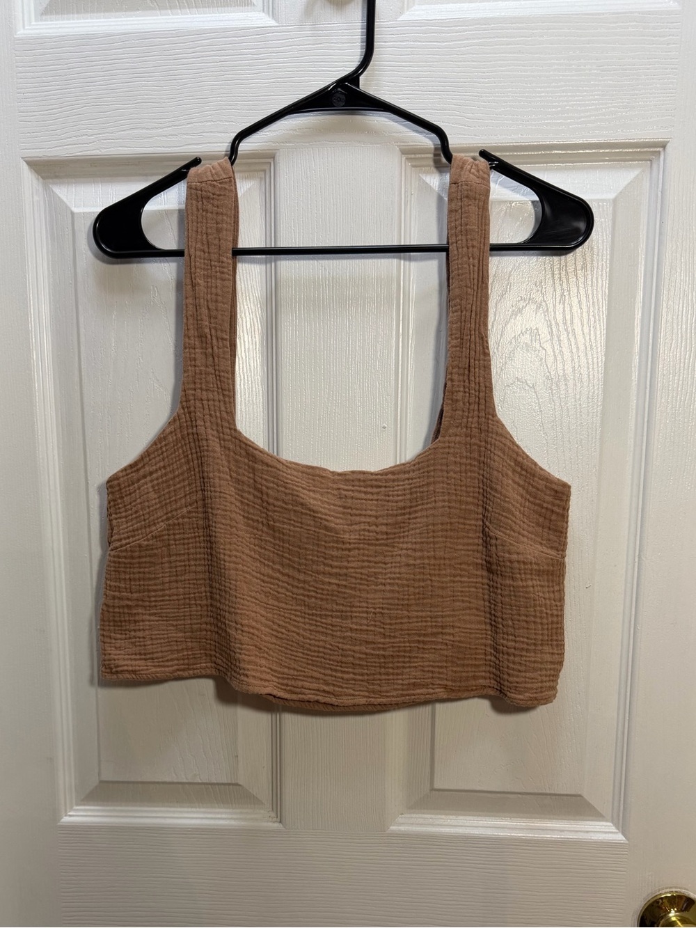 Show Me Your MuMu Textured Square Neck Crop Tank - Brown